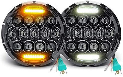 Комплект Кръгли LED фарове 7" 70W H4 букса, къси, дълги, дневни и мигач