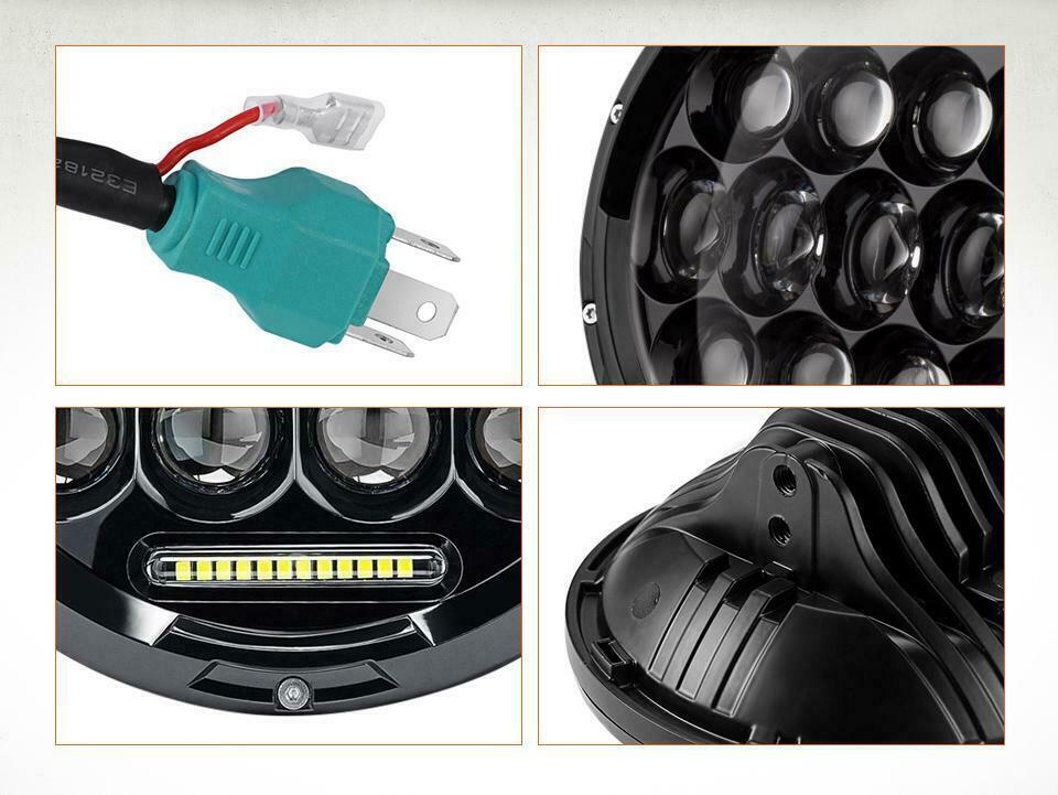 Комплект Кръгли LED фарове 7" 70W H4 букса, къси, дълги, дневни и мигач