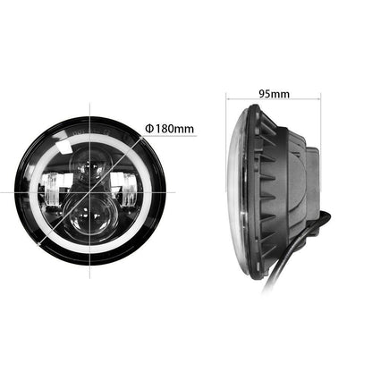 Комплект Кръгли LED фарове 7" 70W H4 букса, къси, дълги, дневни и мигач