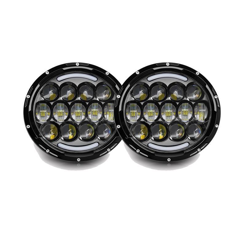 Комплект Кръгли LED фарове 7" 70W H4 букса, къси, дълги, дневни и мигач
