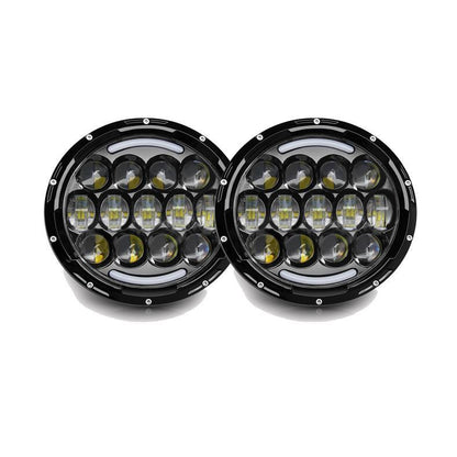 Комплект Кръгли LED фарове 7" 70W H4 букса, къси, дълги, дневни и мигач