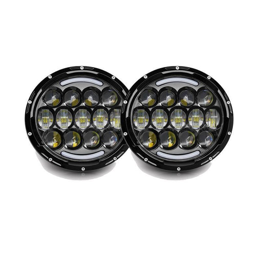 Комплект Кръгли LED фарове 7" 70W H4 букса, къси, дълги, дневни и мигач
