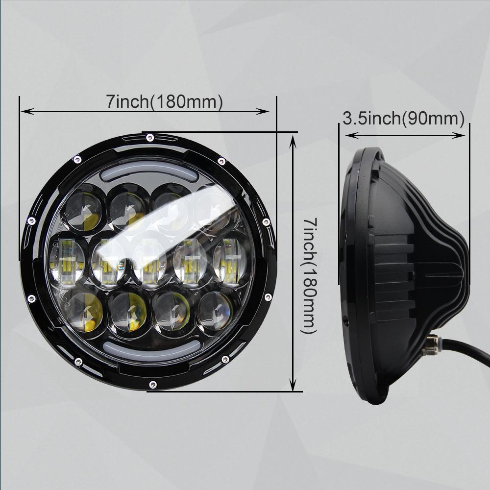 Комплект Кръгли LED фарове 7" 70W H4 букса, къси, дълги, дневни и мигач