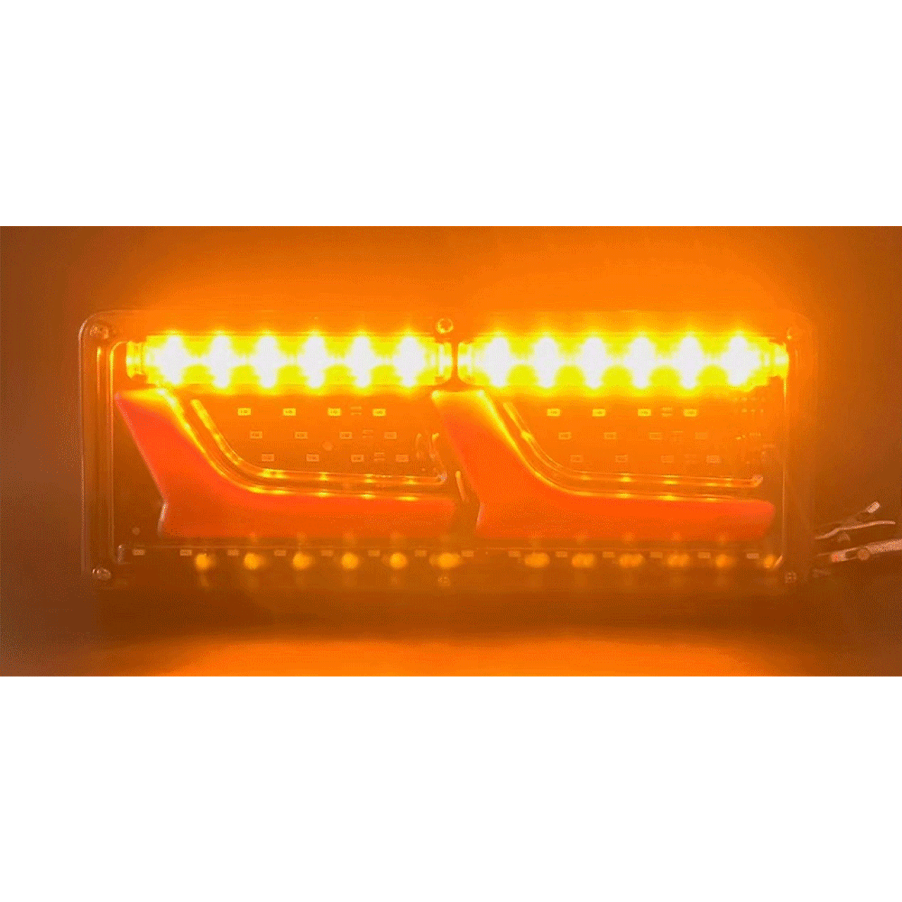 Комплект ляв + десен диодни стопове 12V/24V с динамичен мигач, неон ефект 32x13cm