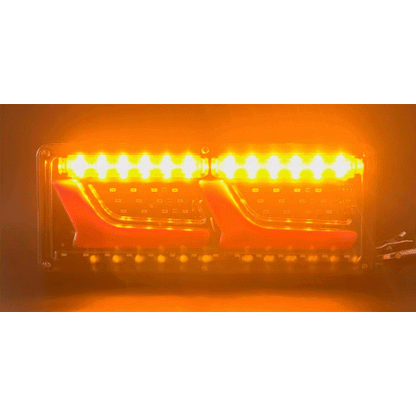 Комплект ляв + десен диодни стопове 12V/24V с динамичен мигач, неон ефект 32x13cm