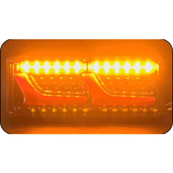 Комплект ляв + десен диодни стопове 12V/24V с динамичен мигач, неон ефект 32x13cm