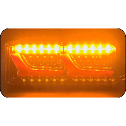 Комплект ляв + десен диодни стопове 12V/24V с динамичен мигач, неон ефект 32x13cm