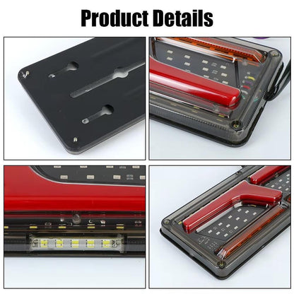 Комплект ляв + десен диодни стопове 12V/24V с динамичен мигач, неон ефект 32x13cm