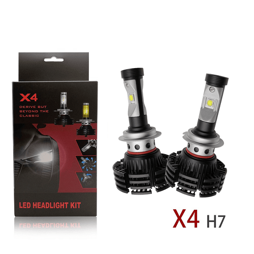 Комплект LED крушки H7 X4 100W, 10 000lm – 6500K студено бяла светлина, 12V/24V