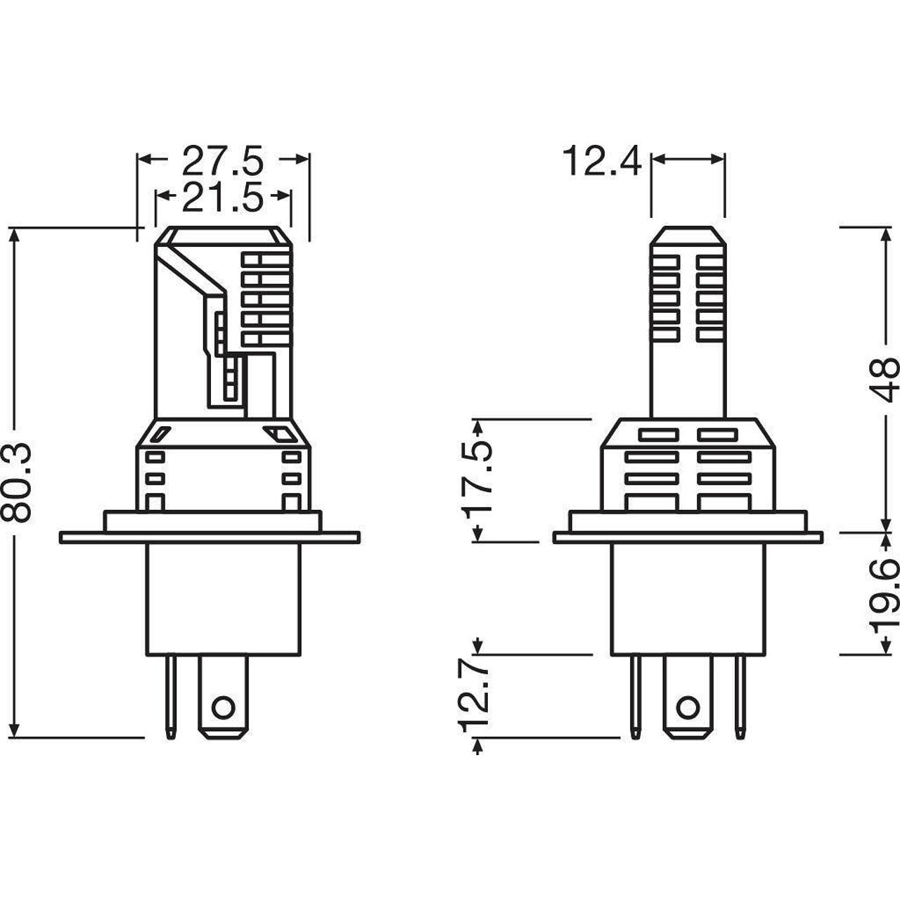 Комплект LED крушки OSRAM H4/H19 Easy Gen2 +120% 12V, 16.5/16.5W 6500K 1400/1100lm 64193DWESY2-2HB
