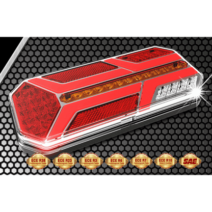 Комплект ЛЕД Диодни Стопове, Динамичен Мигач, 7 Функции, 12/24V