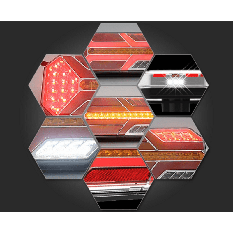 Комплект ЛЕД Диодни Стопове, Динамичен Мигач, 7 Функции, 12/24V