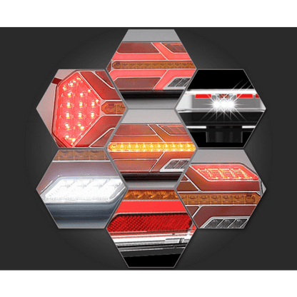 Комплект ЛЕД Диодни Стопове, Динамичен Мигач, 7 Функции, 12/24V