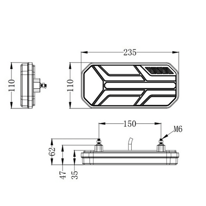 Комплект ЛЕД Диодни Стопове, Динамичен Мигач, 7 Функции, 12/24V