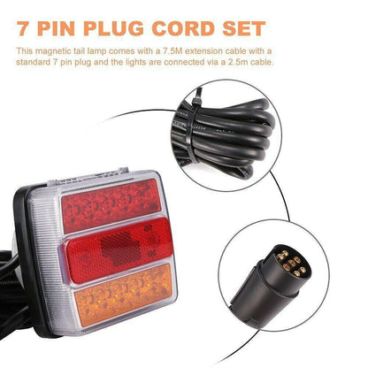 Комплект LED стопове с магнит и кабели 7.5M - подходящи за ремарке, колесар, тир и др.