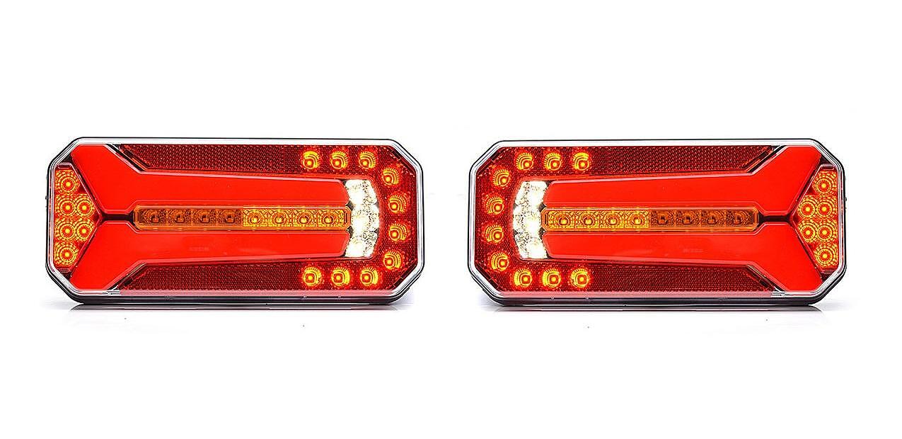 Комплект LED стопове с динамичен мигач, Ляв и Десен, 6 функции, Е-Мark, неон ефект, 12V-24V