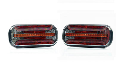 Комплект LED стопове с динамичен мигач, ляв и десен, 7 функции, Е-Мark, 12V-24V, с букса