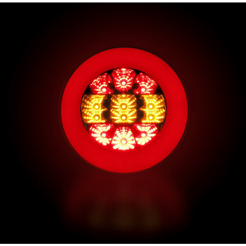 Комплект 2бр LED Светодиодни Стопове с Неон Ефект, Кръгли, Тип Хамбургер 12V-24V, E4, Ø14 см