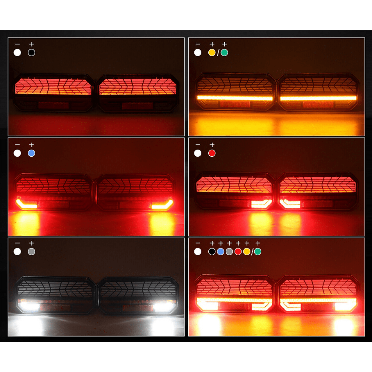Комплект мултифункционални LED стопове с бягащ мигач, Неон ефект 12V/24V 235mm X 110mm X 30mm E9