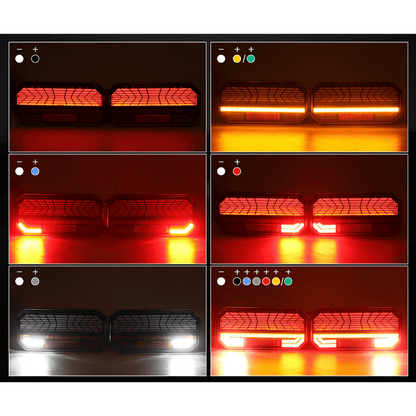 Комплект мултифункционални LED стопове с бягащ мигач, Неон ефект 12V/24V 235mm X 110mm X 30mm E9