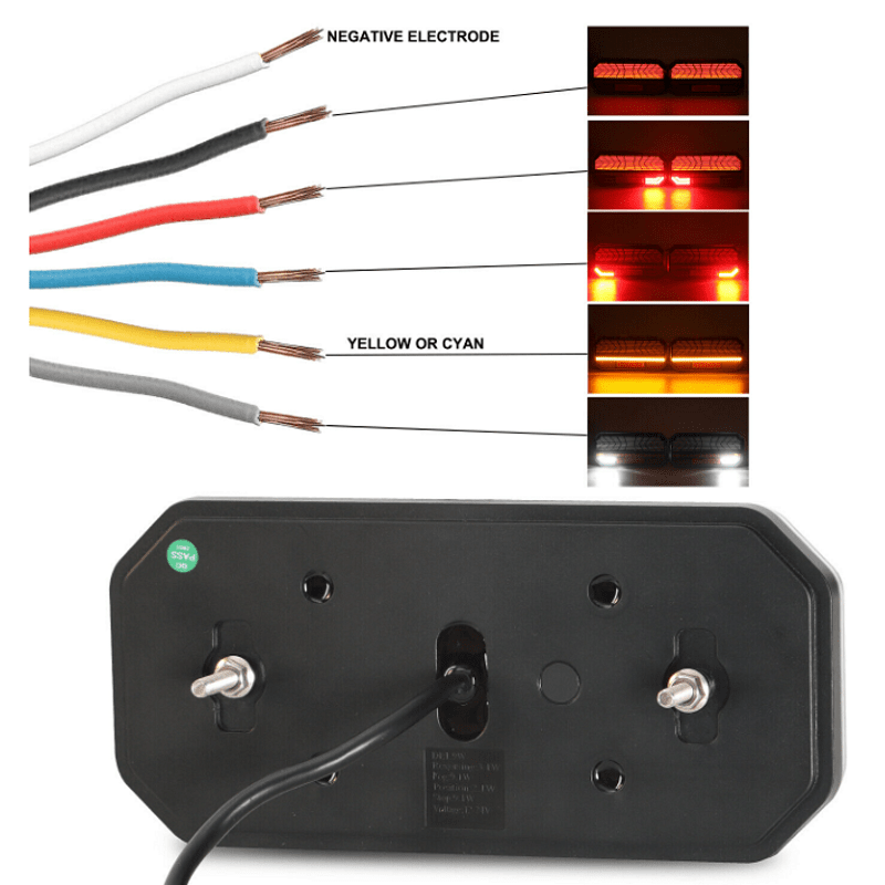 Комплект мултифункционални LED стопове с бягащ мигач, Неон ефект 12V/24V 235mm X 110mm X 30mm E9