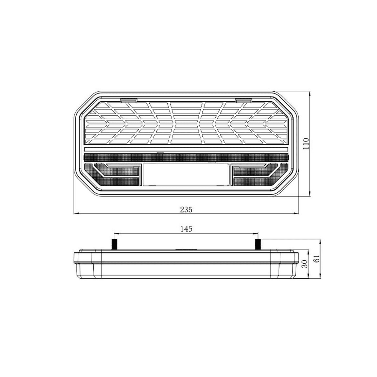 Комплект мултифункционални LED стопове с бягащ мигач, Неон ефект 12V/24V 235mm X 110mm X 30mm E9