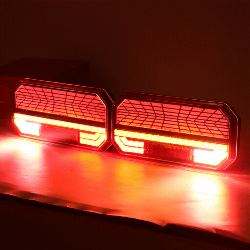 Комплект мултифункционални LED стопове с бягащ мигач, Неон ефект 12V/24V 235mm X 110mm X 30mm E9