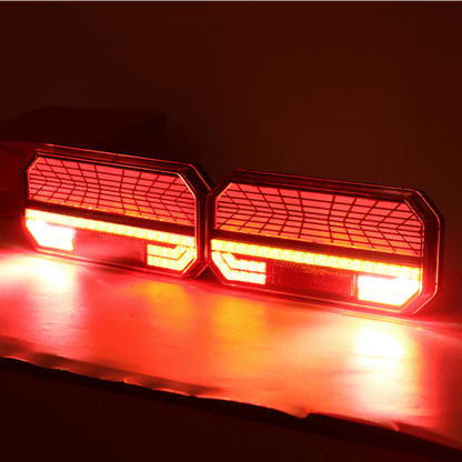 Комплект мултифункционални LED стопове с бягащ мигач, Неон ефект 12V/24V 235mm X 110mm X 30mm E9