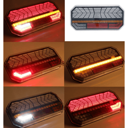 Комплект мултифункционални LED стопове с бягащ мигач, Неон ефект 12V/24V 235mm X 110mm X 30mm E9