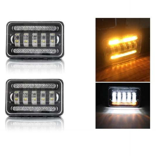 Комплект Правоъгълни 5x7инча LED фарове лампа 12V/24V къси/дълги, DRL дневни светлини и мигач