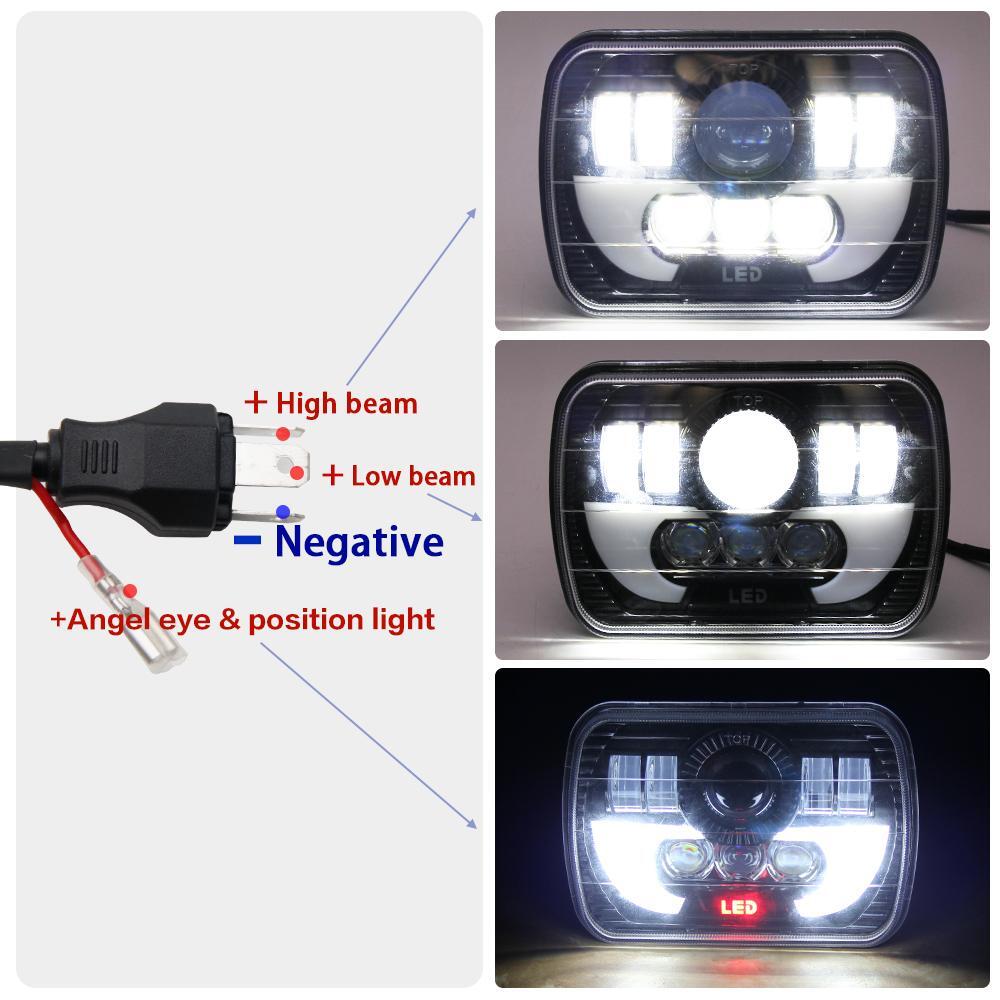 Комплект Правоъгълни LED фарове 5x7" 95W H4 букса, 3 светлини