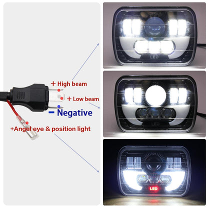 Комплект Правоъгълни LED фарове 5x7" 95W H4 букса, 3 светлини