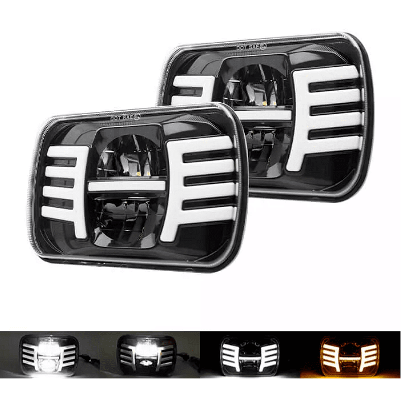 Комплект Правоъгълни LED фарове 5x7" 95W H4 букса, 4 светлини