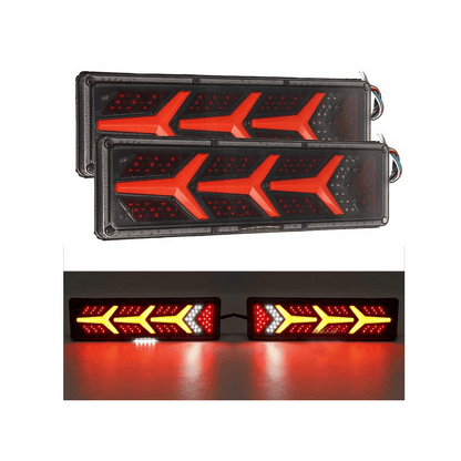 Комплект стопове ляв + десен с динамичен мигач, Неон ефект, 46х12.5см, 24V подходяи за бус, камион, ТИР, ремарке, караванa и др.
