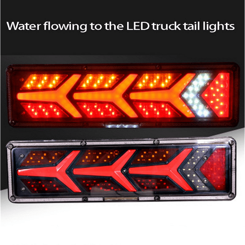 Комплект стопове ляв + десен с динамичен мигач, Неон ефект, 46х12.5см, 24V подходяи за бус, камион, ТИР, ремарке, караванa и др.