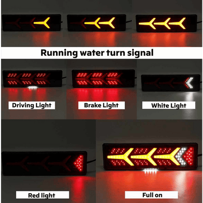 Комплект стопове ляв + десен с динамичен мигач, Неон ефект, 46х12.5см, 24V подходяи за бус, камион, ТИР, ремарке, караванa и др.