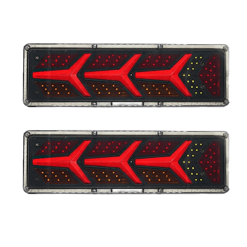 Комплект стопове ляв + десен с динамичен мигач, Неон ефект, 46х12.5см, 24V подходяи за бус, камион, ТИР, ремарке, караванa и др.