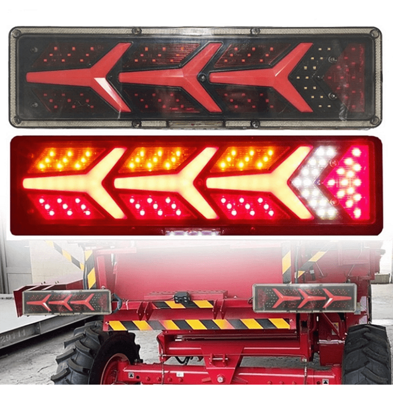 Комплект стопове ляв + десен с динамичен мигач, Неон ефект, 46х12.5см, 24V подходяи за бус, камион, ТИР, ремарке, караванa и др.