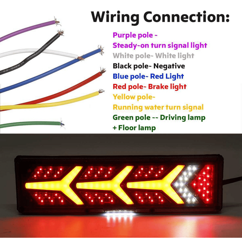 Комплект стопове ляв + десен с динамичен мигач, Неон ефект, 46х12.5см, 24V подходяи за бус, камион, ТИР, ремарке, караванa и др.