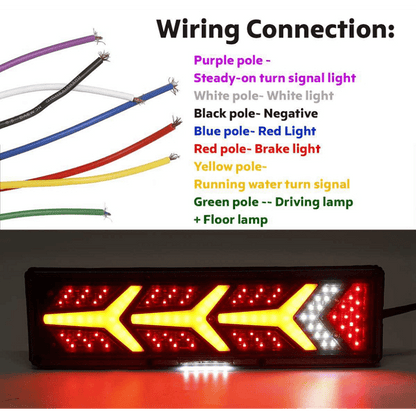 Комплект стопове ляв + десен с динамичен мигач, Неон ефект, 46х12.5см, 24V подходяи за бус, камион, ТИР, ремарке, караванa и др.