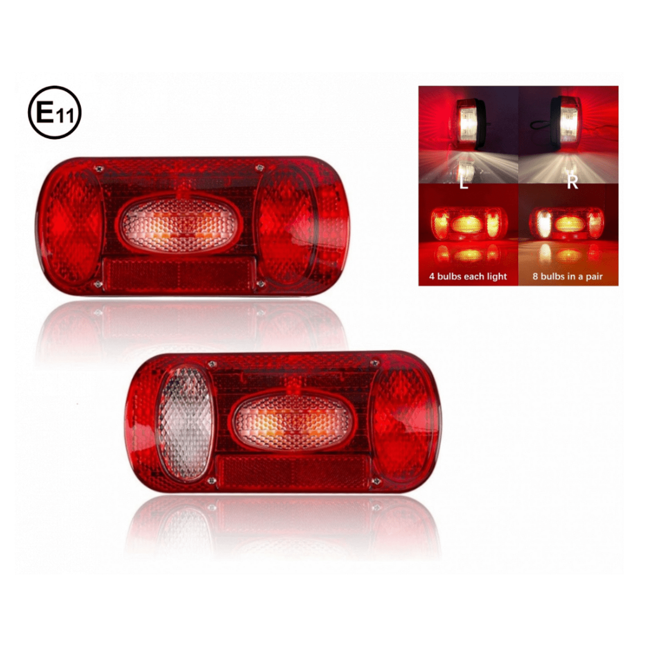 Комплект стопове /задни свeтлини/ с крушка 12V подходящи за бус, камион, ремарке, караванa, платформа