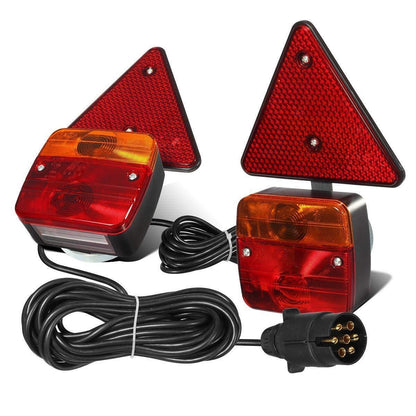 Комплект задни светлини /стопове/ с магнит, букса и кабел 7.5м, 4 функции и рефлектор, 12V/24V