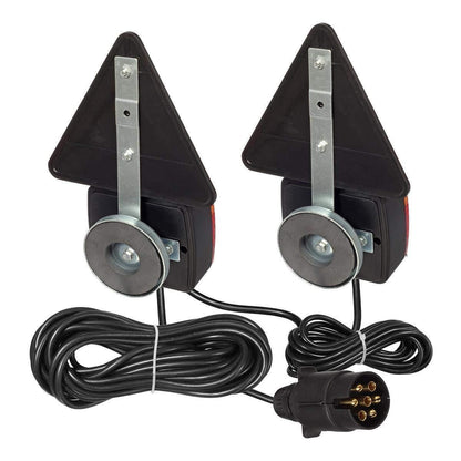 Комплект задни светлини /стопове/ с магнит, букса и кабел 7.5м, 4 функции и рефлектор, 12V/24V