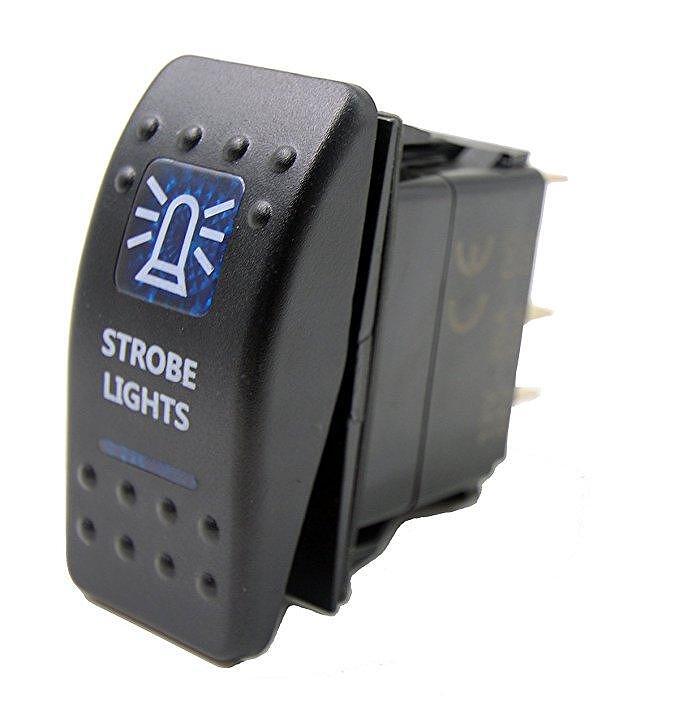 Копче/бутон с надпис STROBE LIGHTS за вграждане 12V - 24V