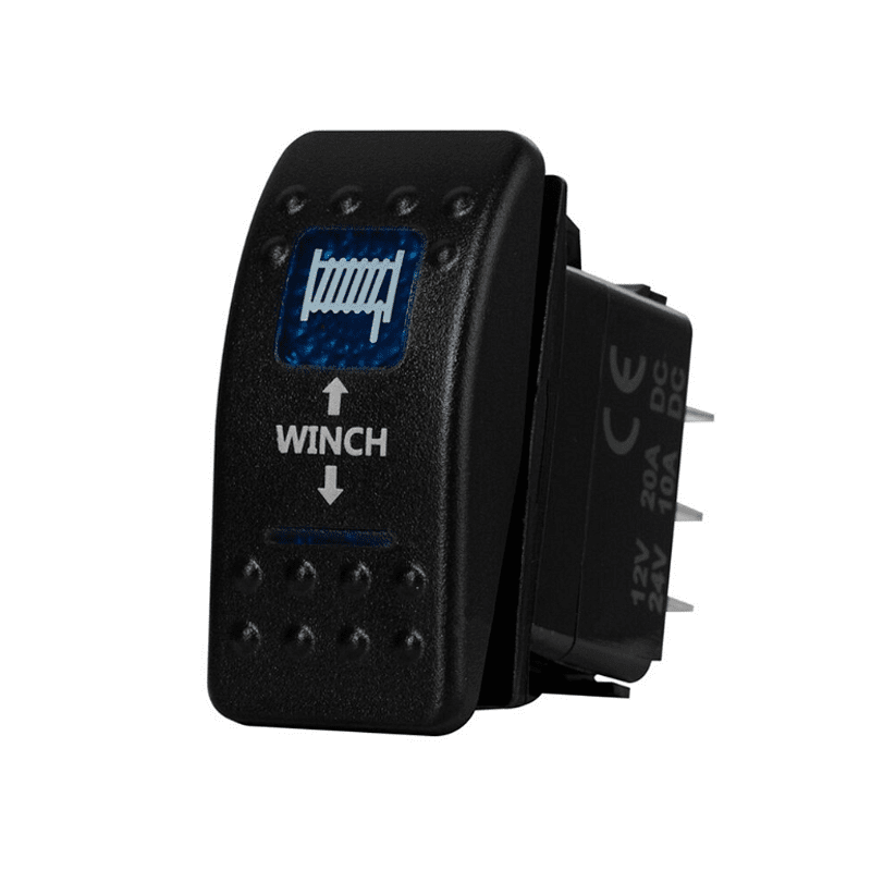 Копче/бутон с надпис WINCH за вграждане, Самовъзвратен 12V - 24V