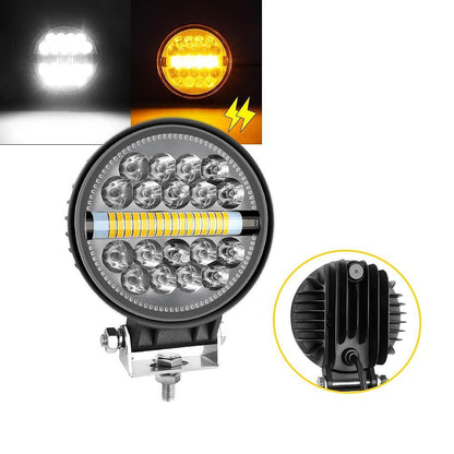 Кръгъл 4” (10см) LED халоген с комбинирана светлина - бяла + оранжева блиц светлина, 45W 12V/24V