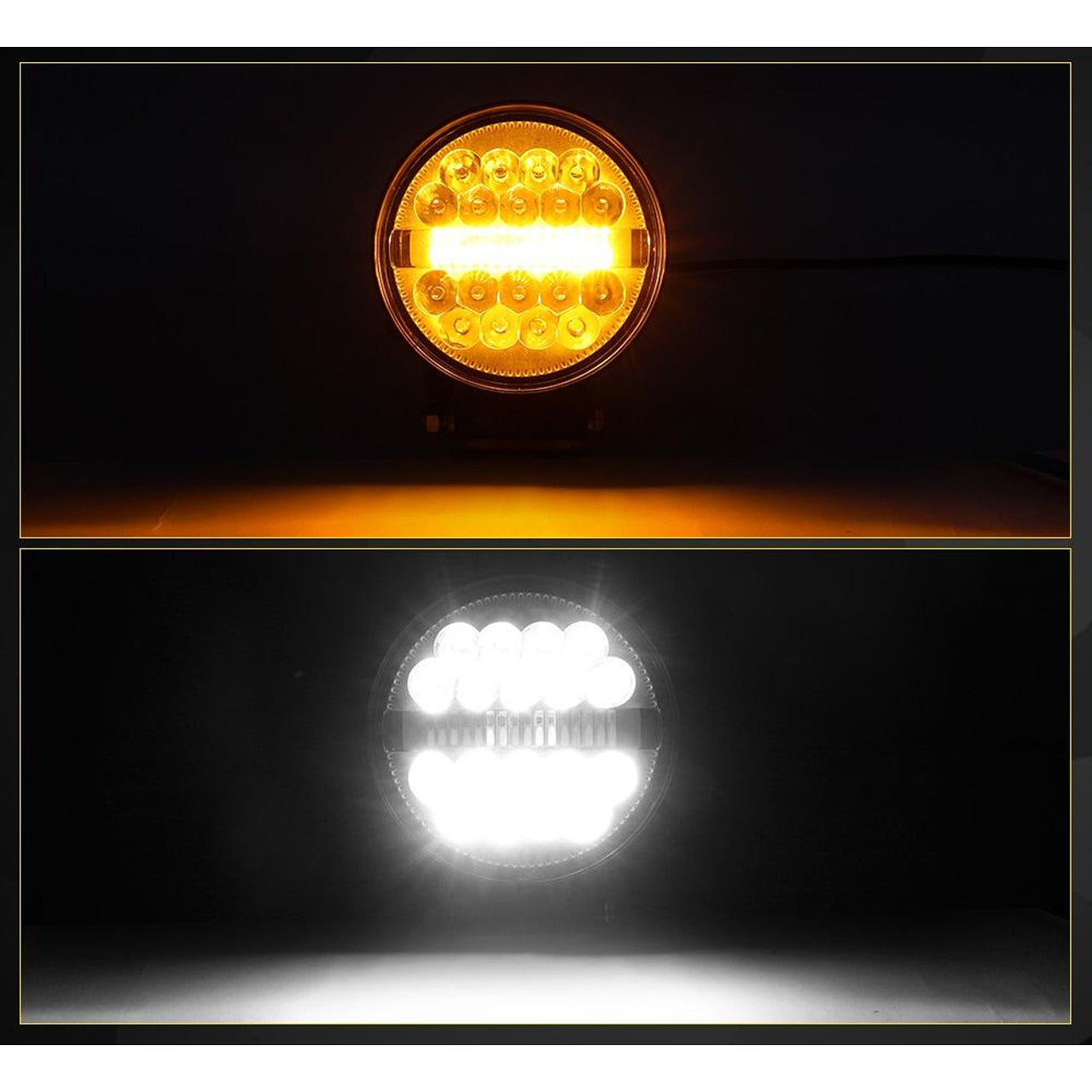 Кръгъл 4” (10см) LED халоген с комбинирана светлина - бяла + оранжева блиц светлина, 45W 12V/24V