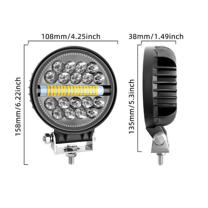 Кръгъл 4” (10см) LED халоген с комбинирана светлина - бяла + оранжева блиц светлина, 45W 12V/24V