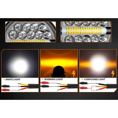Кръгъл 4” (10см) LED халоген с комбинирана светлина - бяла + оранжева блиц светлина, 45W 12V/24V