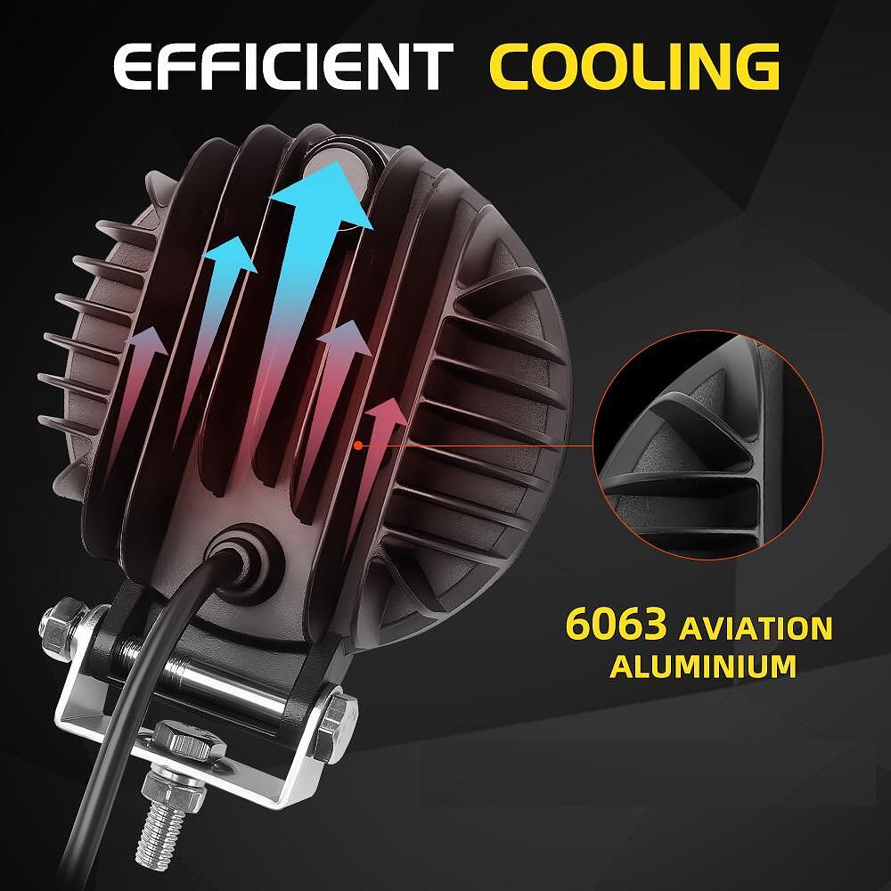 Кръгъл 4” (10см) LED халоген с комбинирана светлина - бяла + оранжева блиц светлина, 45W 12V/24V